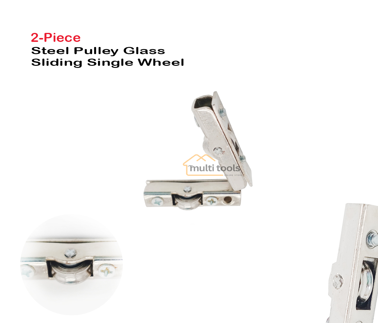 2-Pcs Steel Pulley Glass Sliding Single Wheel